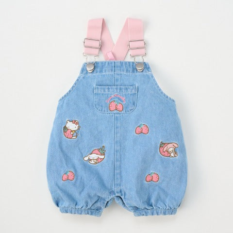 Sanrio Characters Strawberry Embroidered Denim Overall Romper