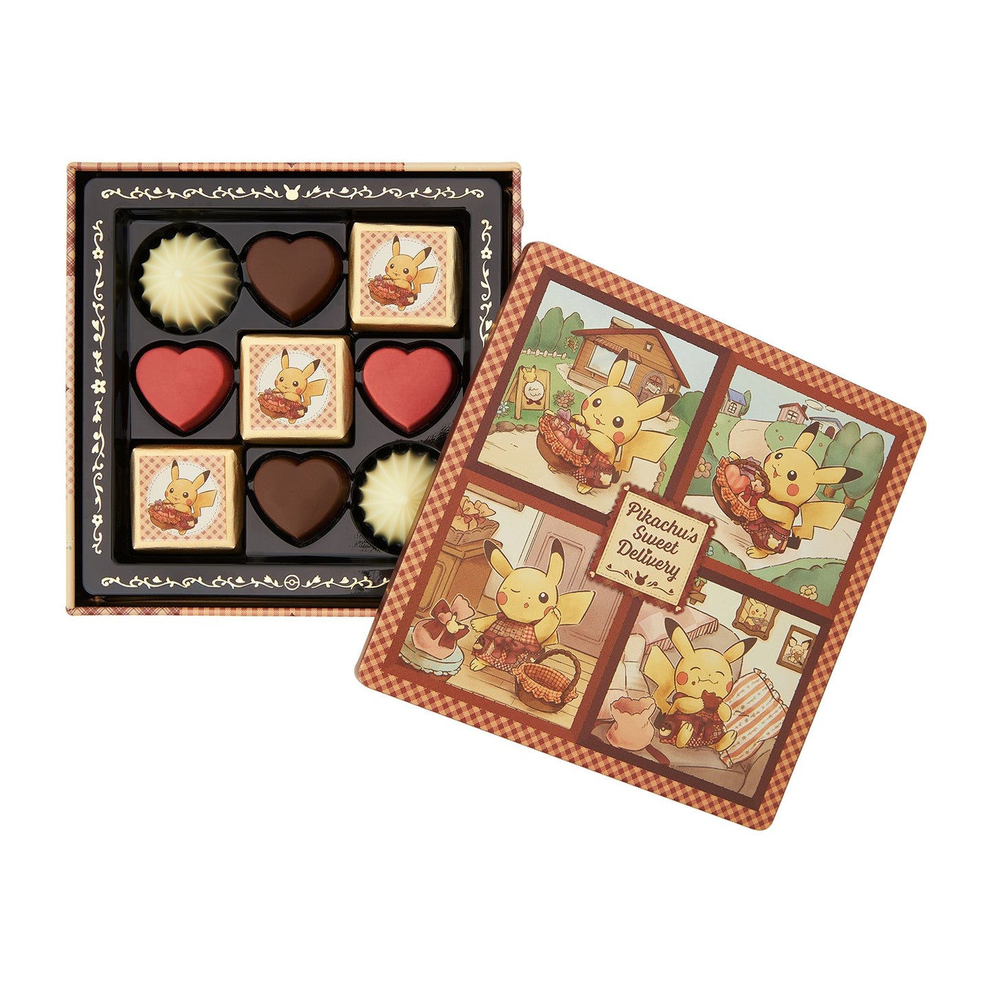 日本限定|Morozoff Square Tin Assorted Chocolates - Pikachu's Sweet Delivery