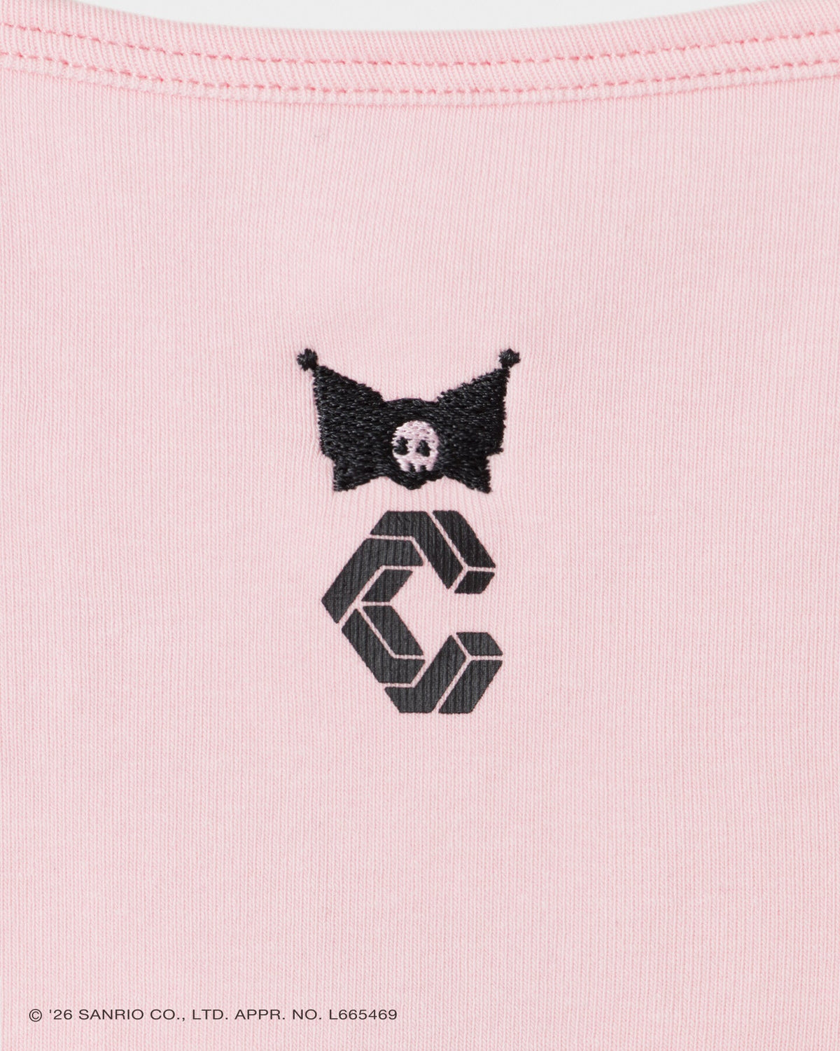 CRONOS x KUROMI Tank Top Pink back embroidery detail