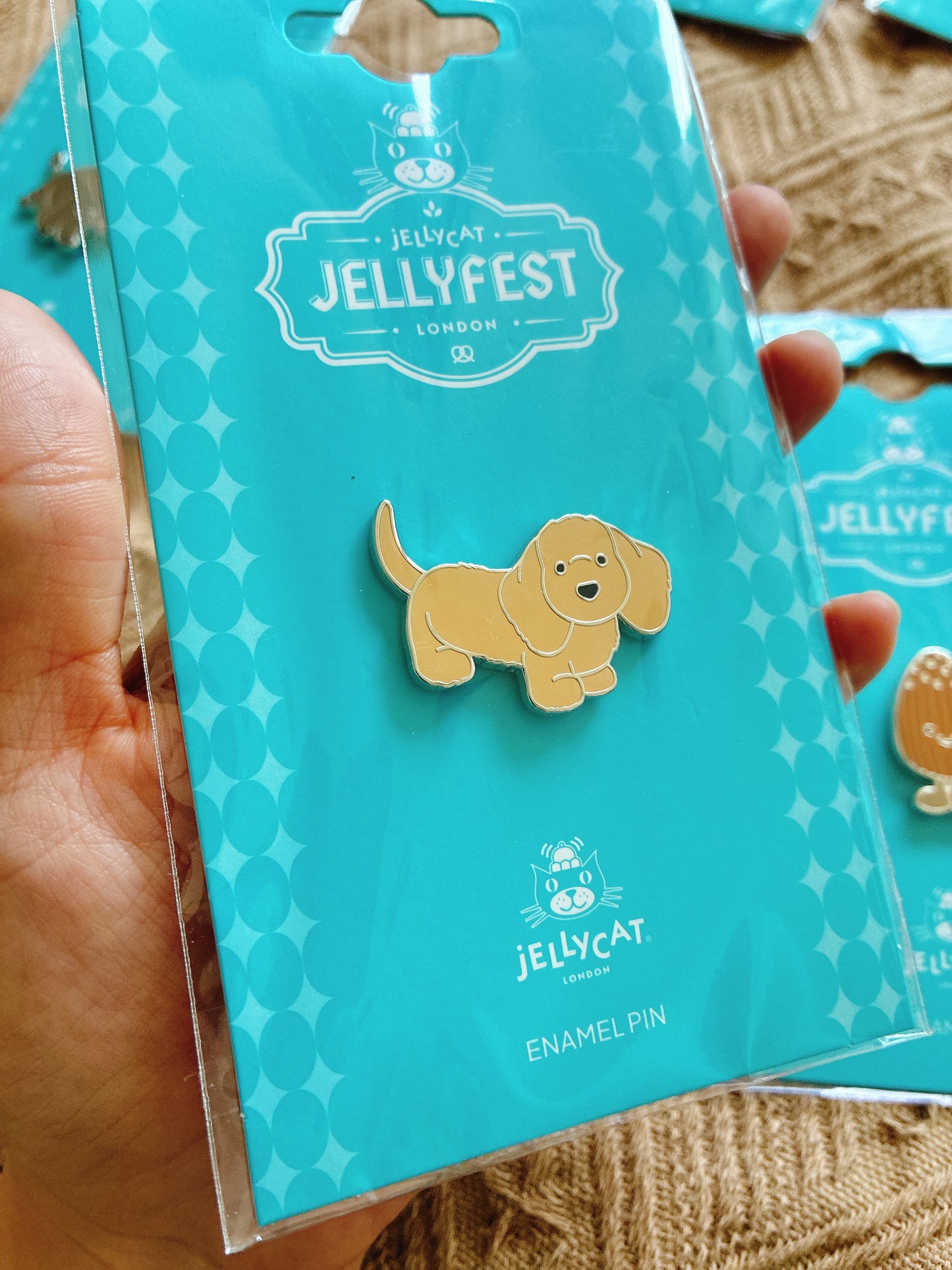 Jellycat Pecanine Sausage Dog Pin Badge