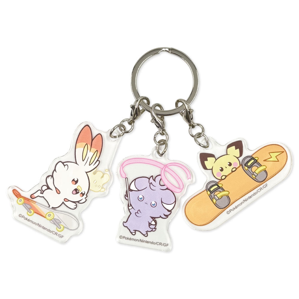 Pokémon Poképeace Scorbunny Espurr Pichu and Alcremie Sports Acrylic Keychain