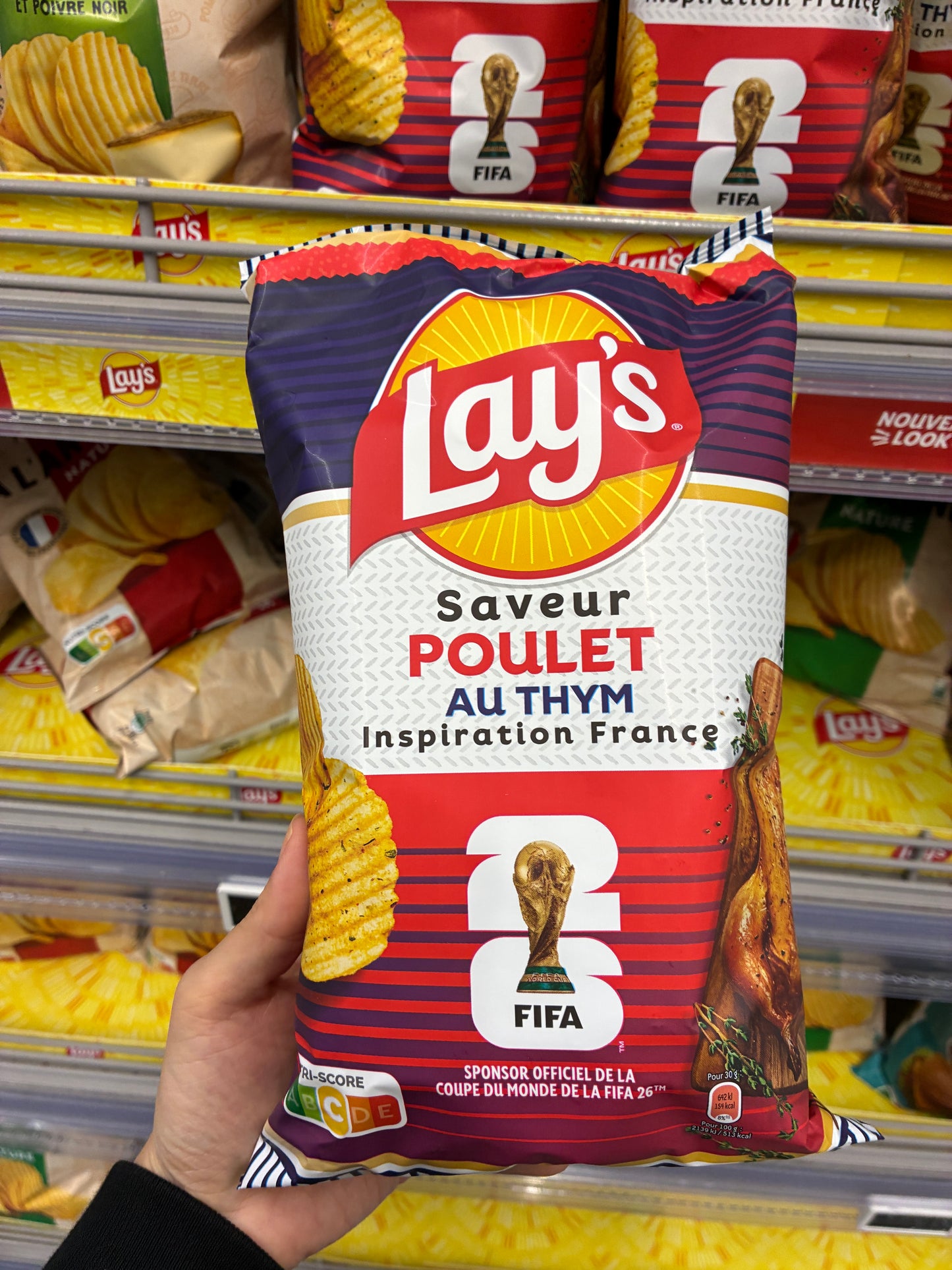 6月法國超市零食 Lays 世界盃厚切菠浪薯片 香草雞
