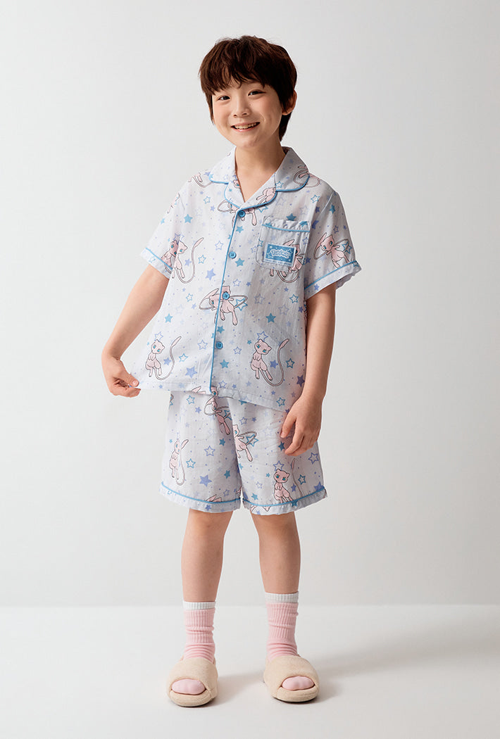 Korea| Kids Pokémon x Spao Shimmer Short Sleeve Pajama Set - Mew