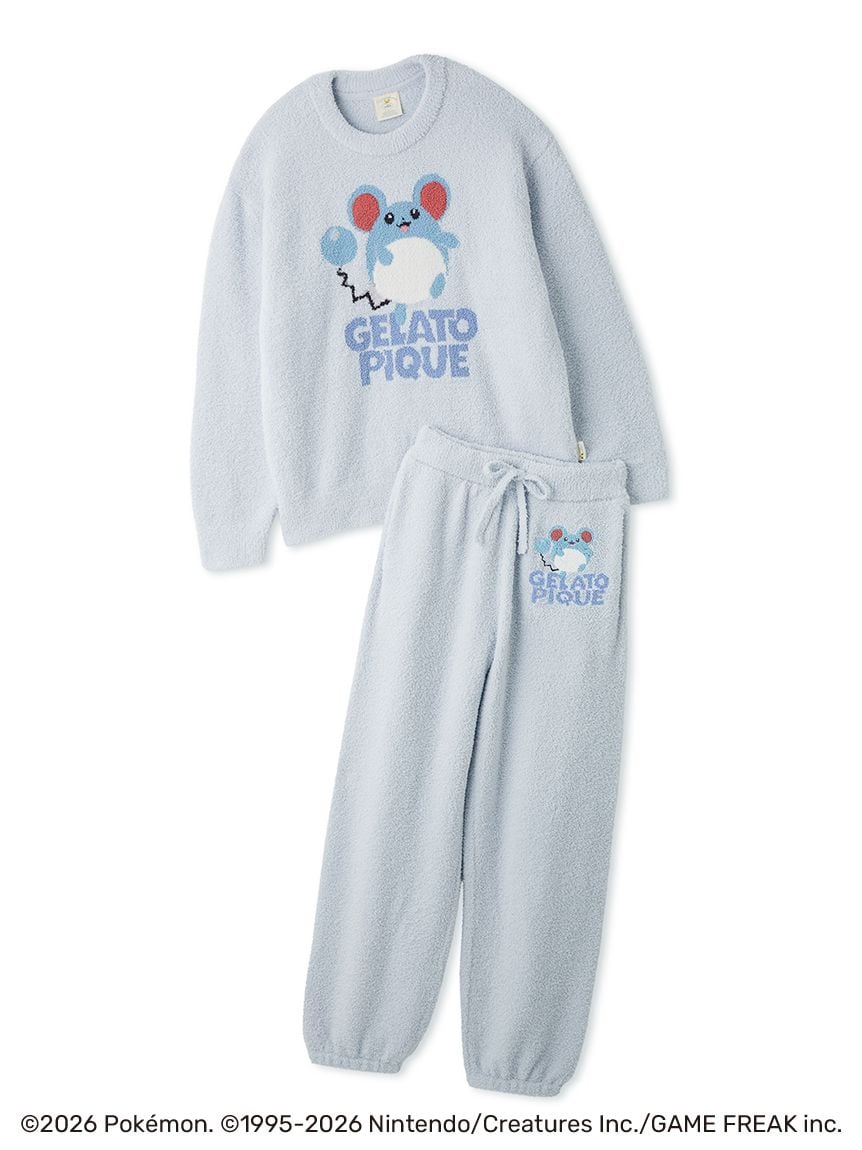 Japan| Pokémon Marill Baby Moco Jacquard Pullover & Long Pants Set