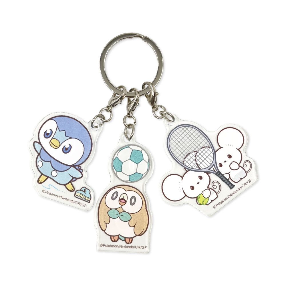Pokémon Poképeace Piplup Rowlet and Tandemaus Sports Acrylic Keychain