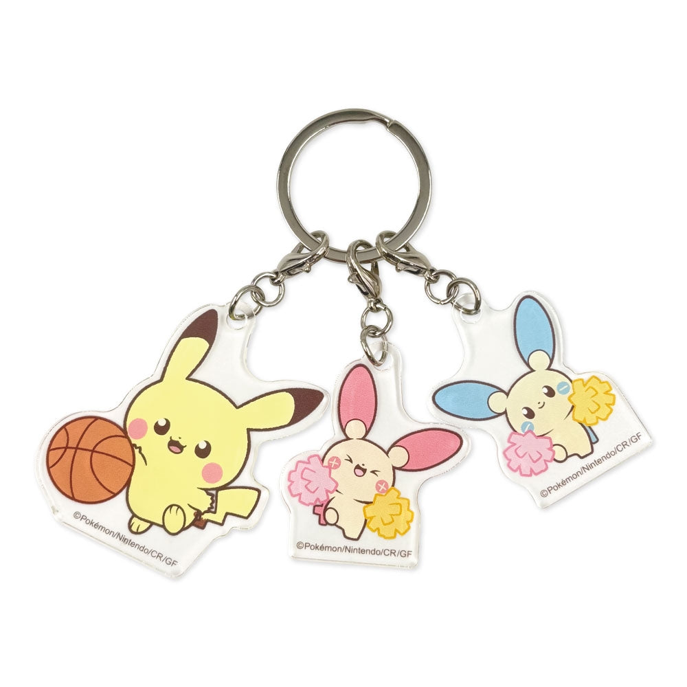 Pokémon Poképeace Pikachu Plusle and Minun Sports Acrylic Keychain