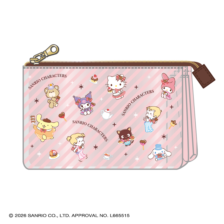 Sanrio HELLO KITTY’S SWEETS MARKET Clear 3-Pocket Pouch - Clear 3-Pocket Pouch