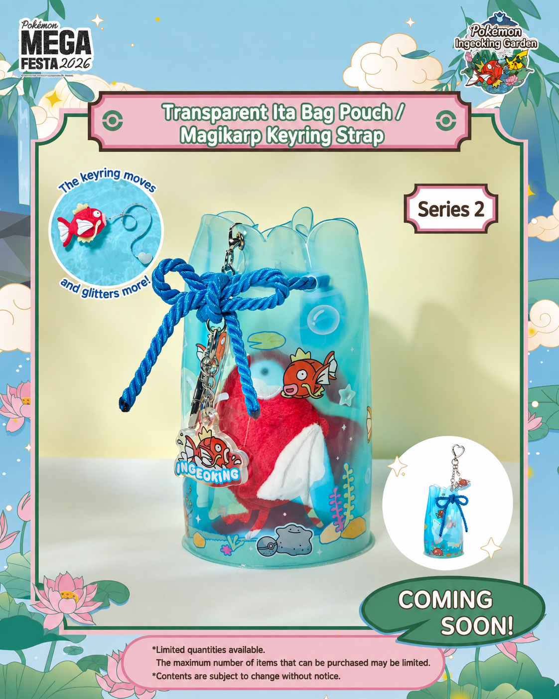 Korea Exclusive| Mega Festa 2026 Pokémon Emoticon Transparent Ita Bag Pouch Charm