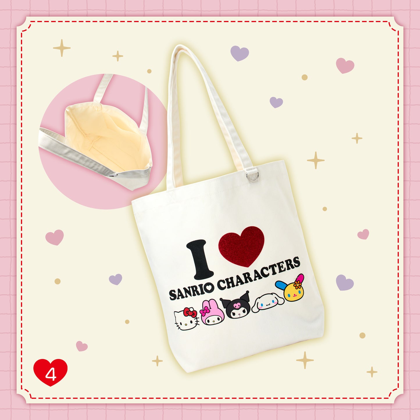 Sanrio I Love Sanrio Characters Tote Bag