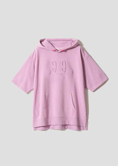 [預購優截止3月5日] Graniph x Kirby｜Kirby Face Big Silhouette Short-Sleeve Hoodie (Pink)