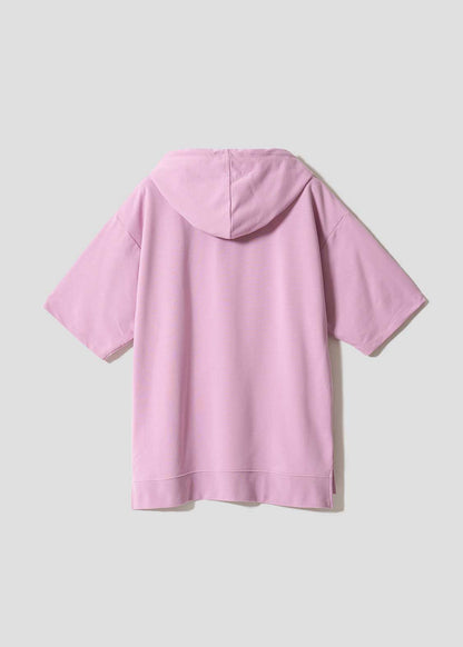 [預購優截止3月5日] Graniph x Kirby｜Kirby Face Big Silhouette Short-Sleeve Hoodie (Pink)