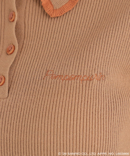 Pompompurin Bicolor Polo Knit - Beige Base