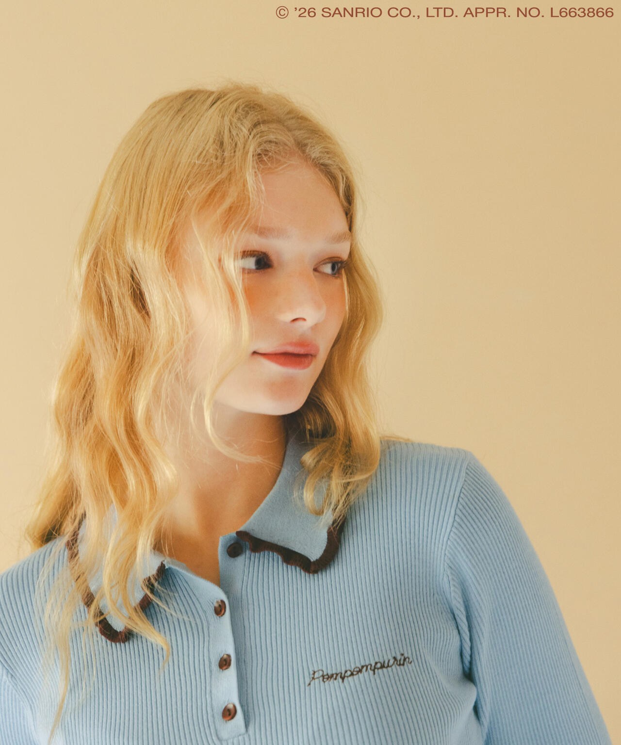 Japan｜ Pompompurin Bicolor Polo Knit - Blue Base