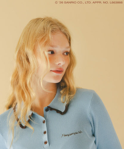 Japan｜ Pompompurin Bicolor Polo Knit - Blue Base