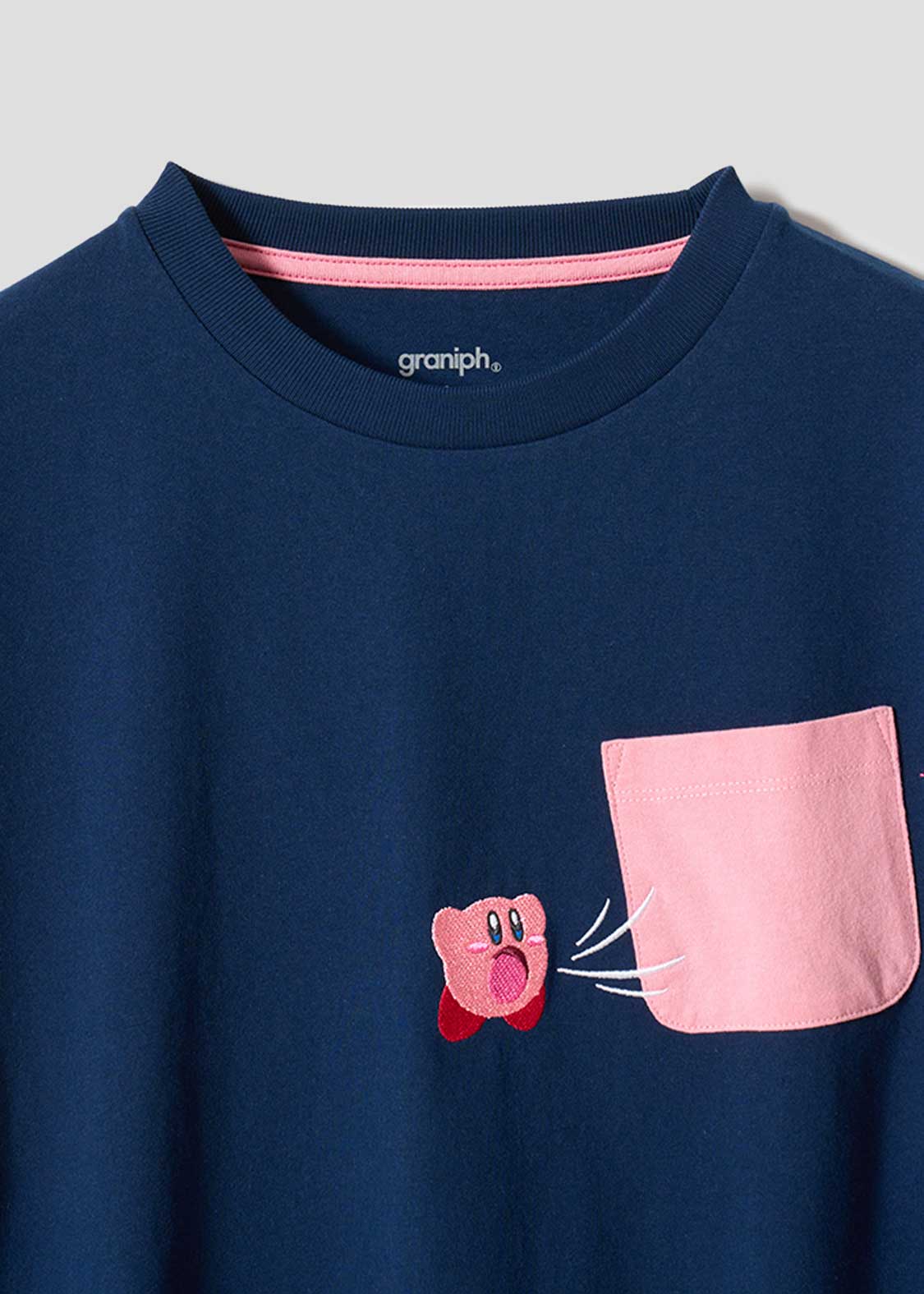 [預購優截止3月5日] Graniph x Kirby｜Inhaling Pocket!? Big Silhouette T-Shirt (Navy)