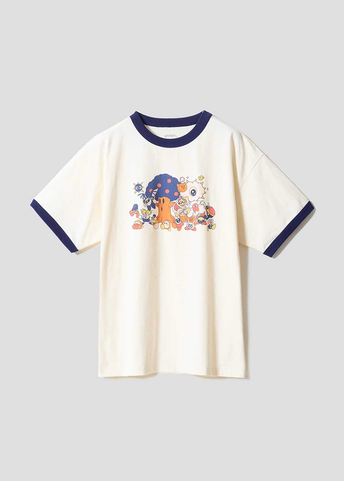 [預購優截止3月5日]Graniph x Kirby｜Tegowai zo! Big Silhouette Trim T-Shirt (Off White)
