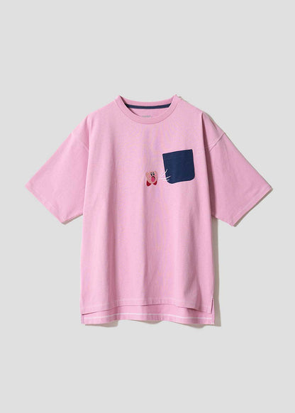 [預購優截止3月5日] Graniph x Kirby｜Inhaling Pocket!? Big Silhouette T-Shirt (Pink)