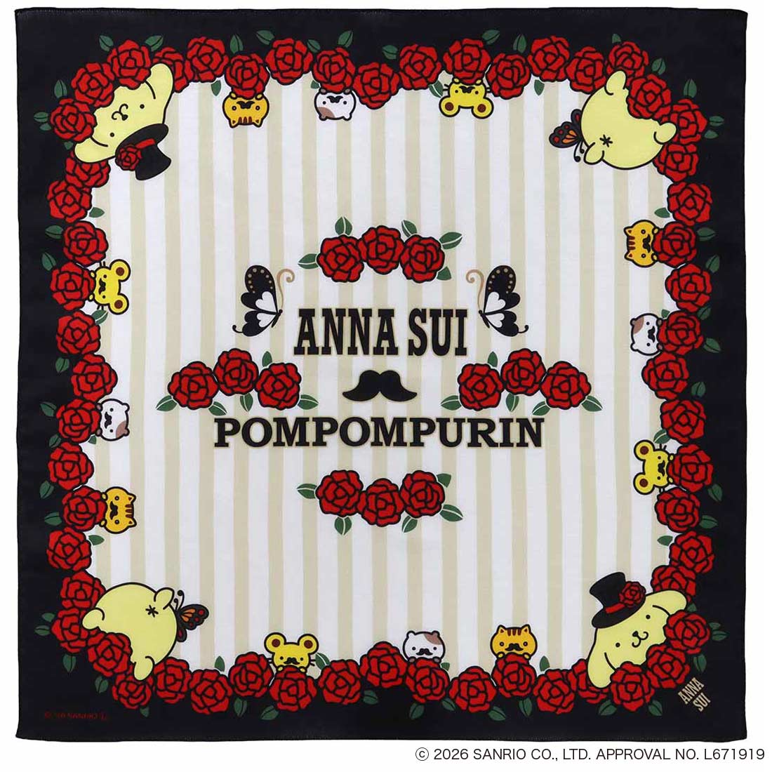 ANNA SUI x Pompompurin Print Handkerchief - Rose Red