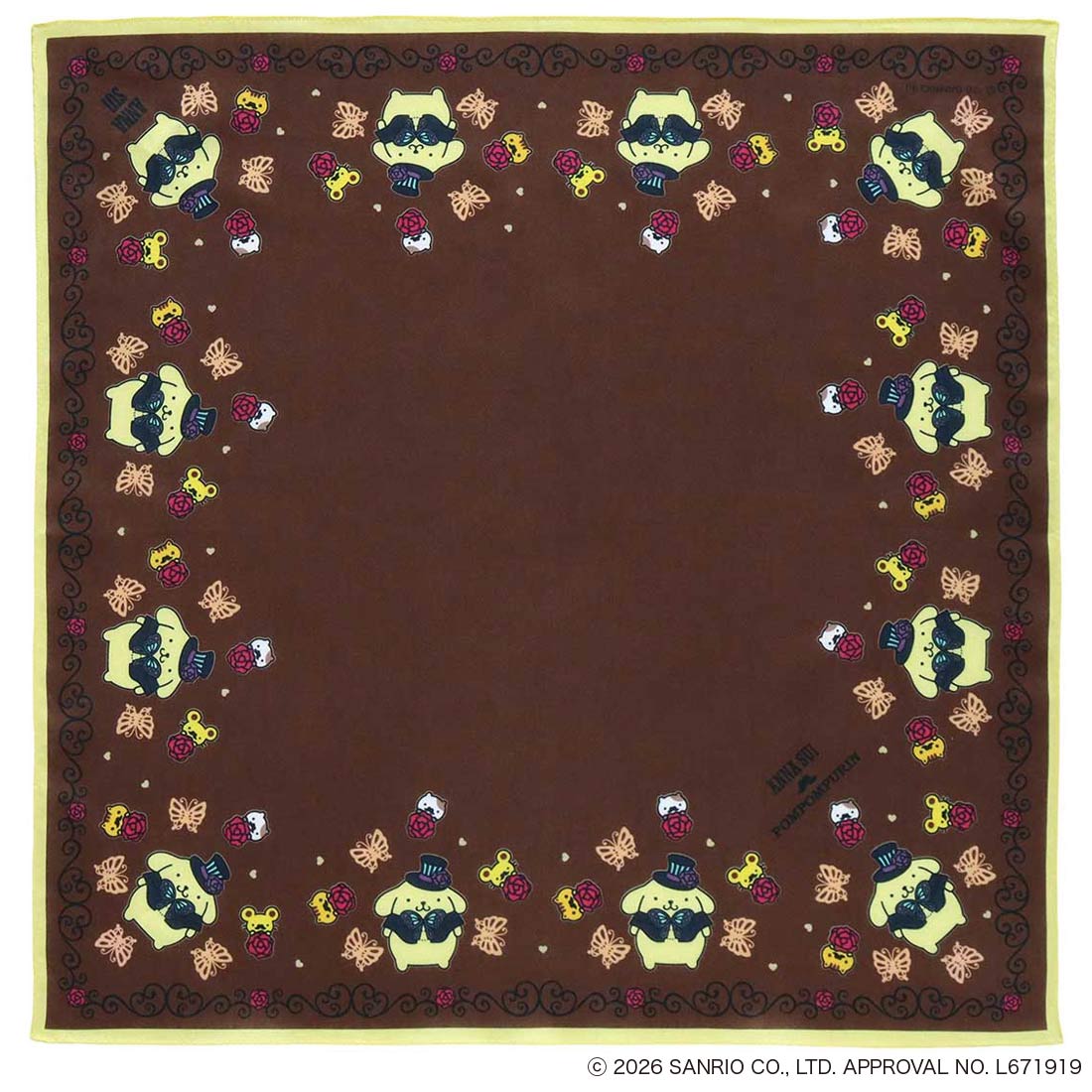 ANNA SUI x Pompompurin Print Handkerchief - Brown