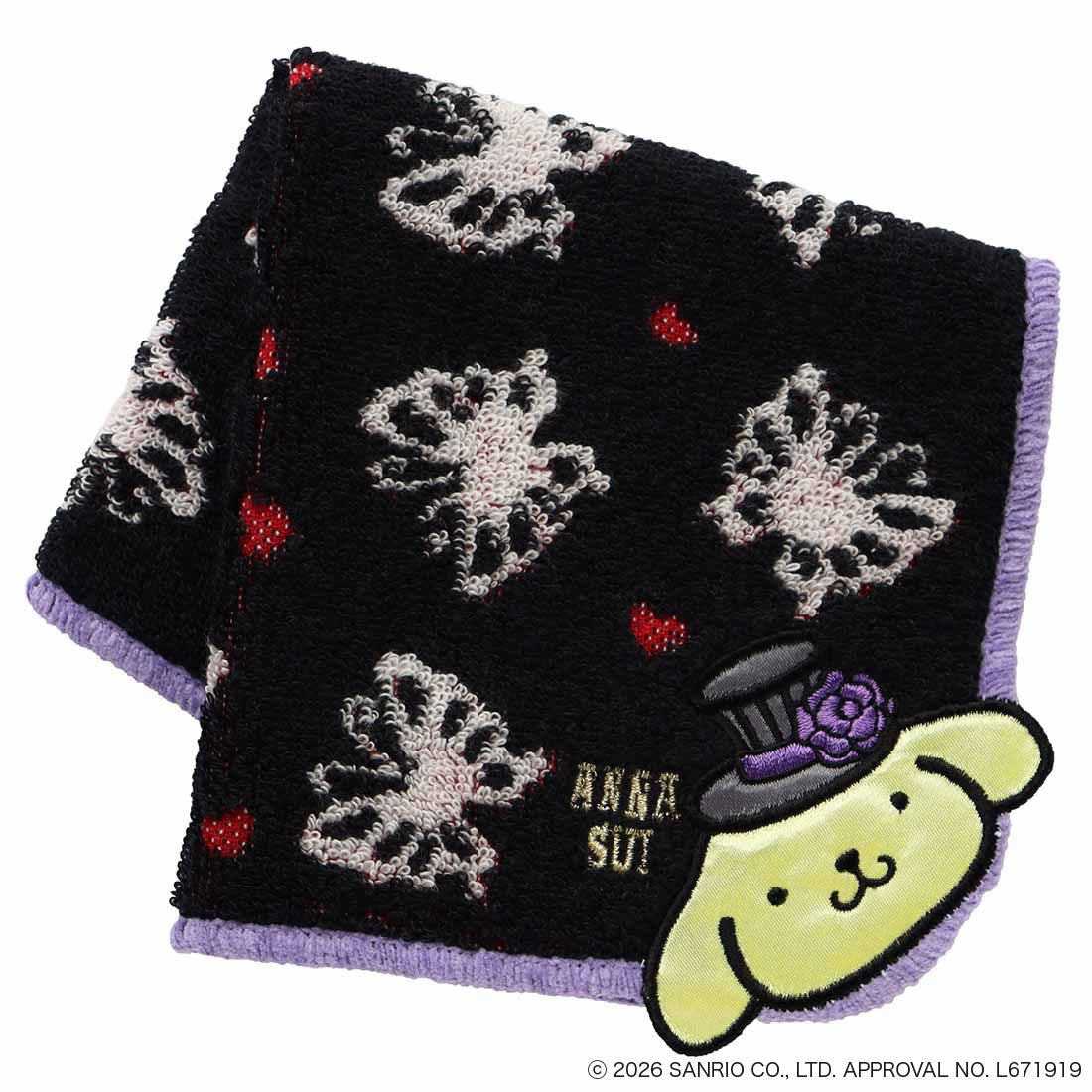 ANNA SUI x Pompompurin Butterfly Towel Handkerchief - Black