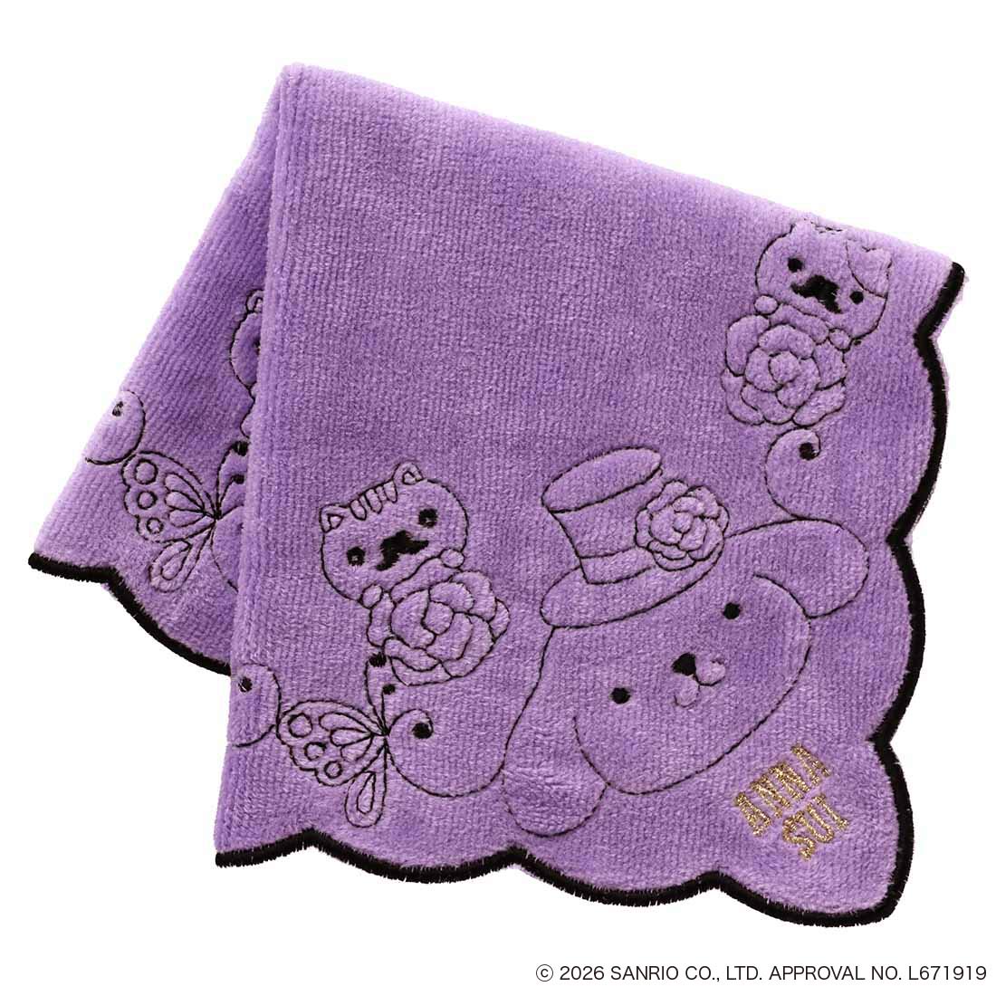 ANNA SUI x Pompompurin Embroidered Towel Handkerchief - Purple