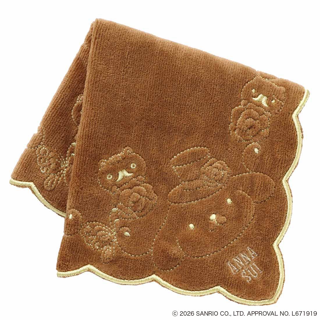 ANNA SUI x Pompompurin Embroidered Towel Handkerchief - Brown