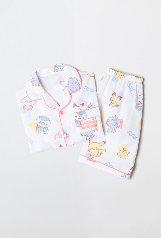 Kids Pokémon Shimmer Short Sleeve Pajama Set - White