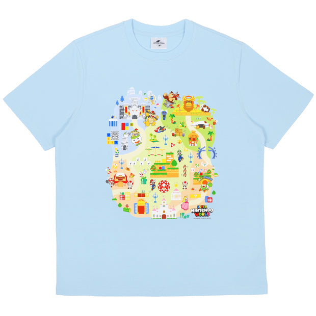 Super Nintendo World Map T-Shirt Blue
