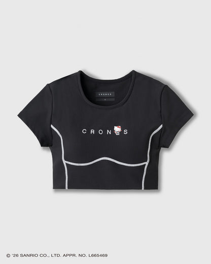 CRONOS × HELLO KITTY Short Tee Black front