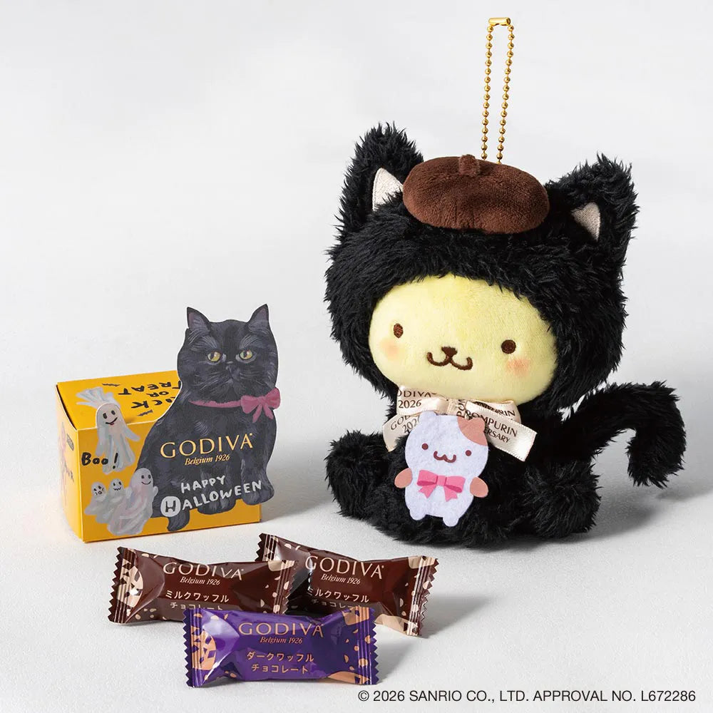 GODIVA x Pompompurin Black Cat Plush Charm & G Crispy Chocolat Set