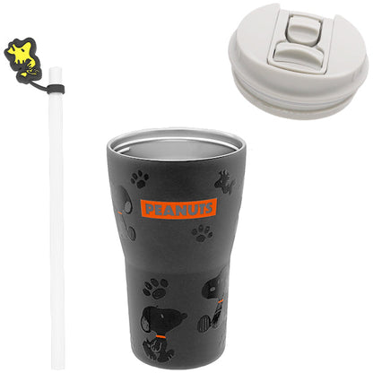 Peanuts Snoopy & Woodstock Stainless Steel Tumbler with Sleeve and Straw
