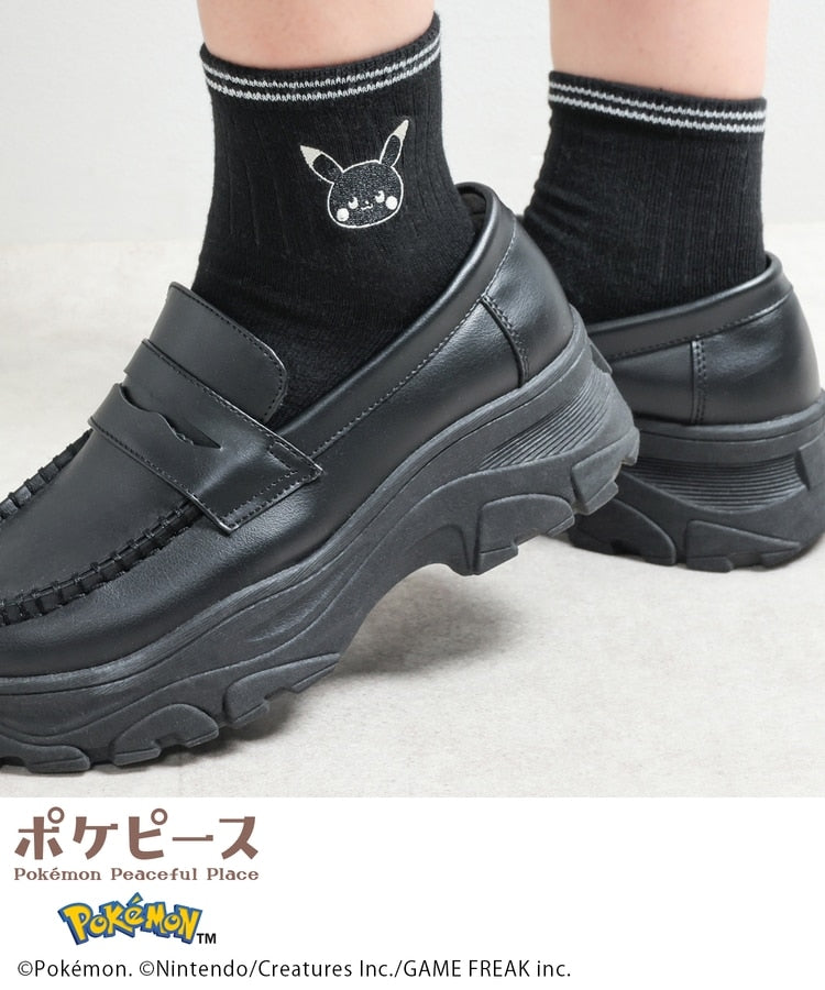 Japan｜Poképeace Embroidered Socks Black