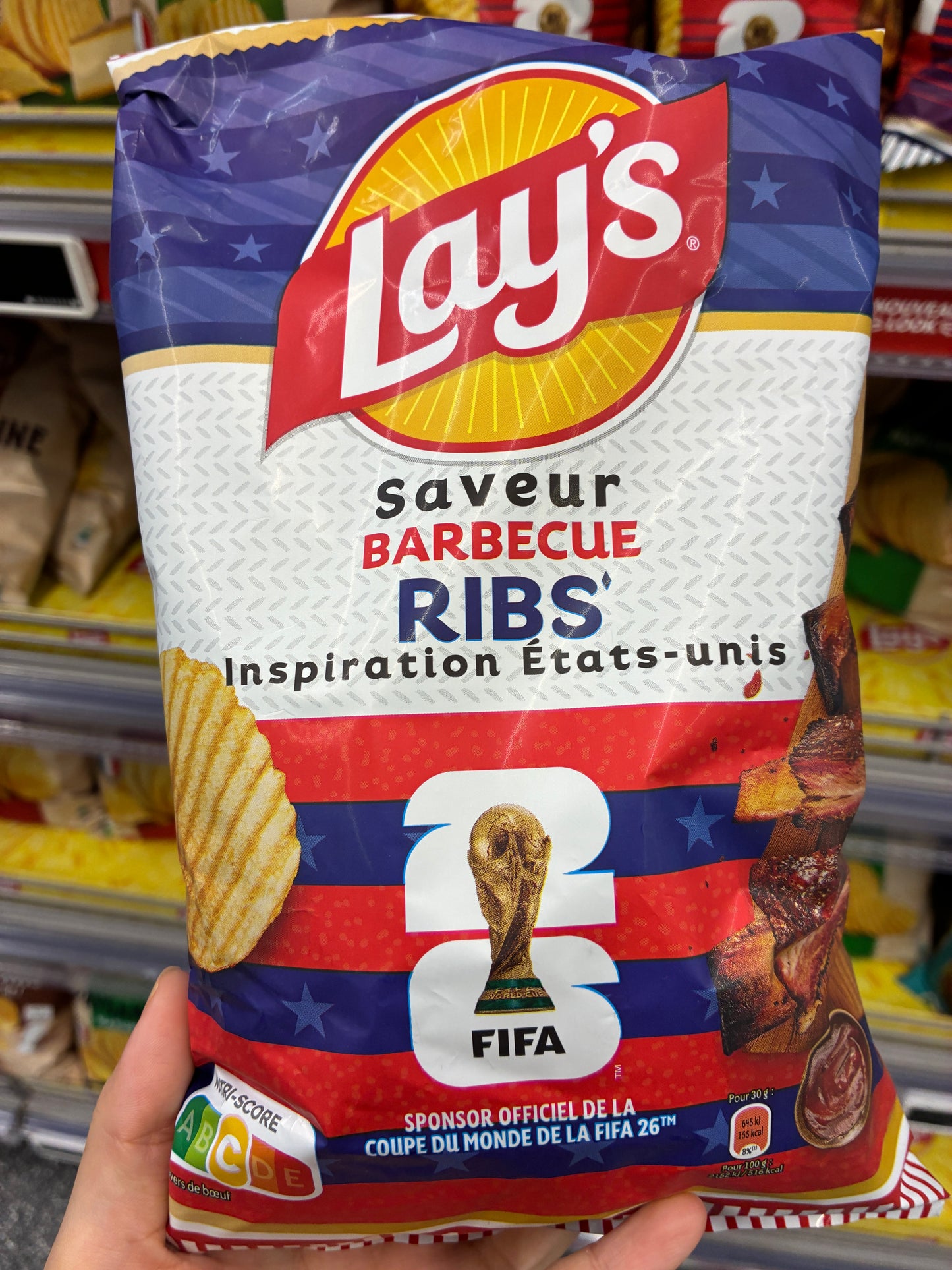 6月法國超市零食 Lays 世界盃厚切菠浪薯片 Barbecue ribs