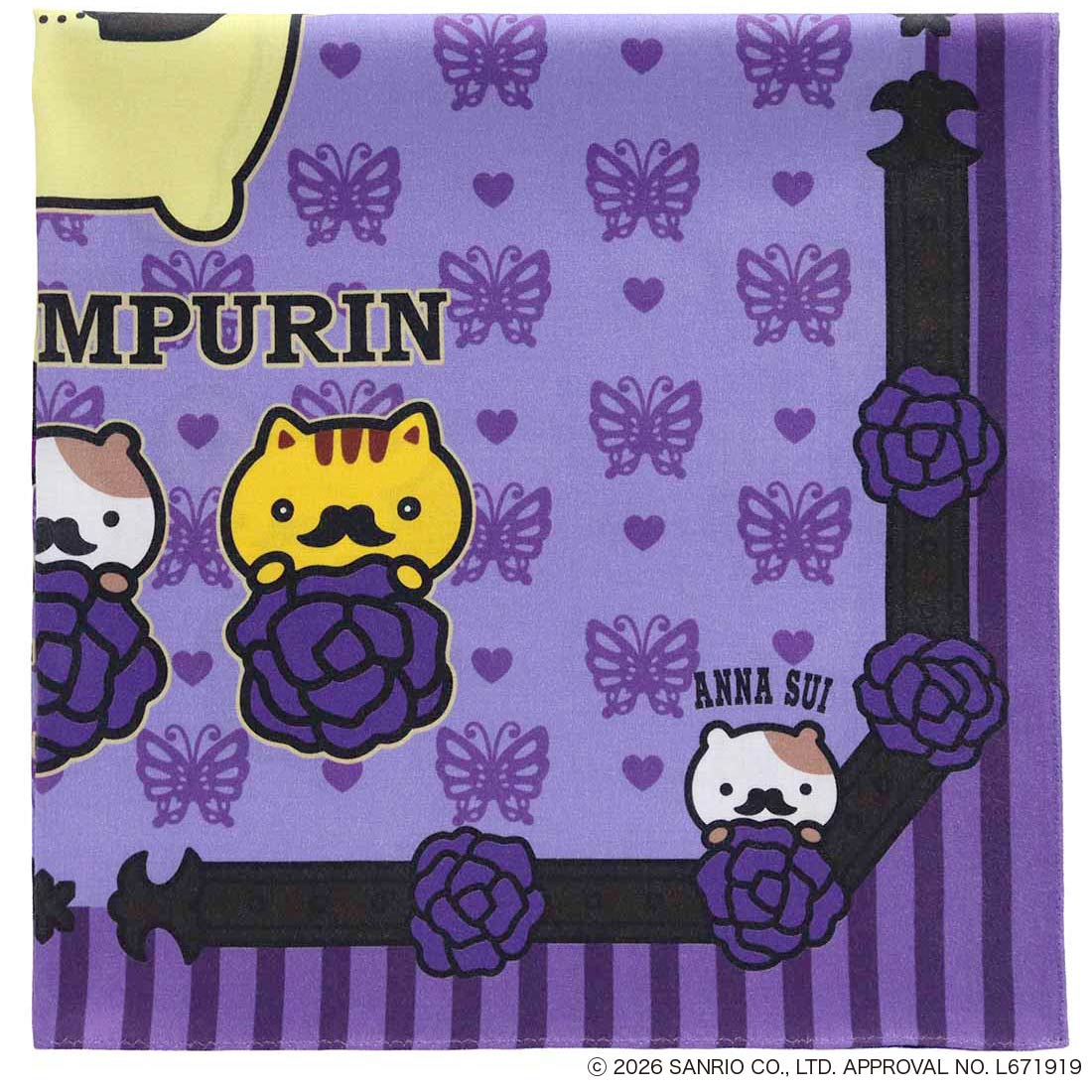 ANNA SUI x Pompompurin Print Handkerchief - Collaboration Design Purple