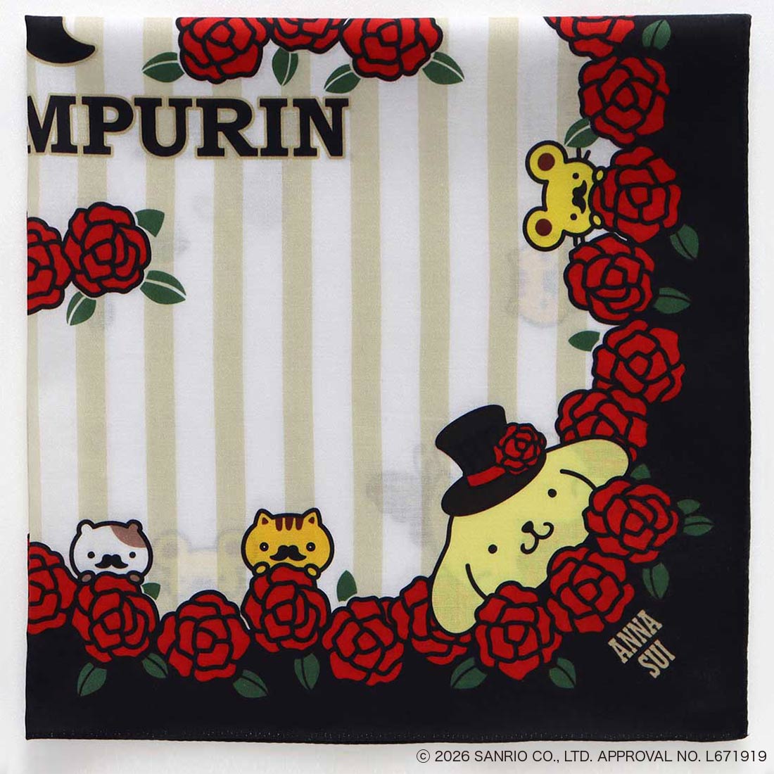 ANNA SUI x Pompompurin Print Handkerchief - Rose Red