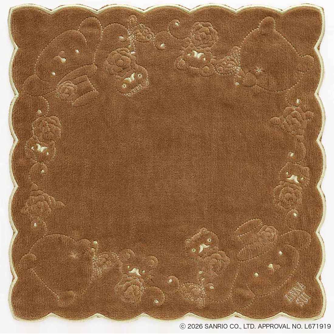 ANNA SUI x Pompompurin Embroidered Towel Handkerchief - Brown
