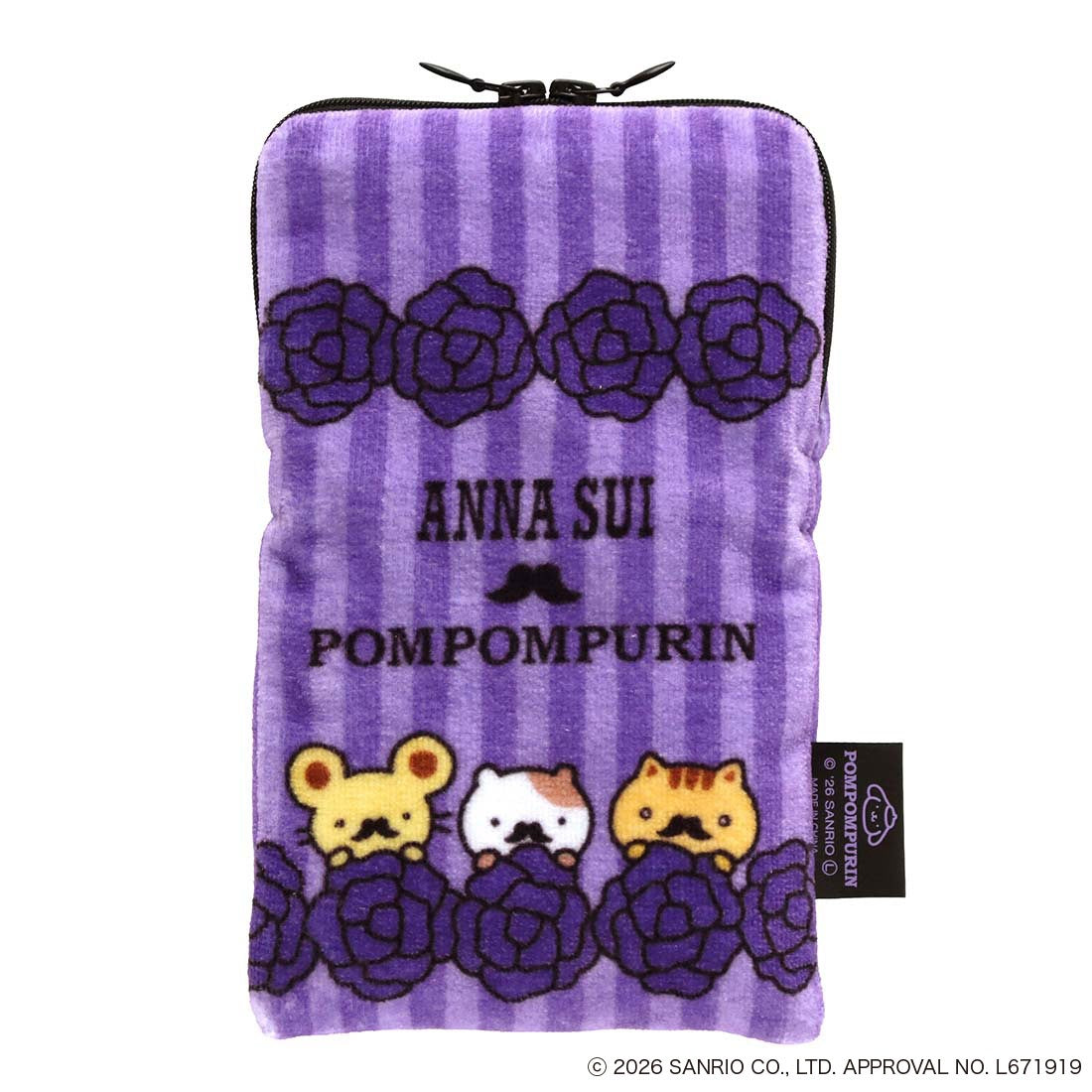 ANNA SUI x Pompompurin Zipper Towel - Collaboration Design Purple
