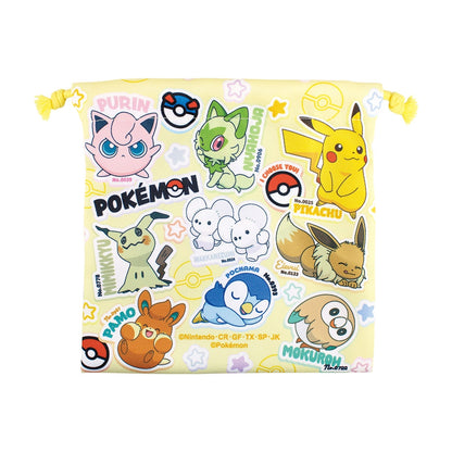 Japan｜ Pokémon Flat Drawstring Pouch Stickers Pop