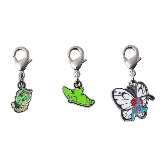 Pokémon Caterpie Metapod Butterfree National Pokédex Metal Charm Set