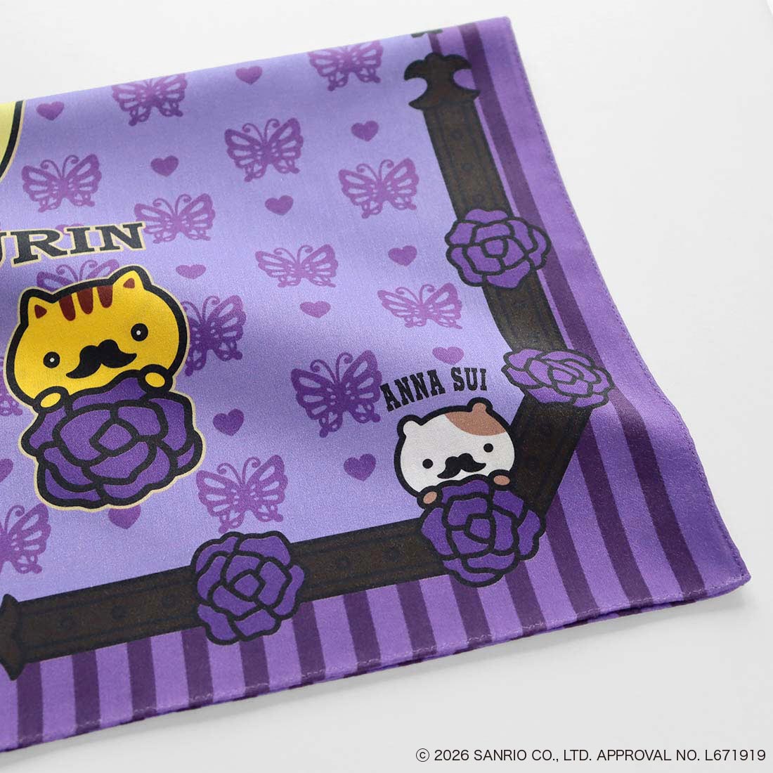 ANNA SUI x Pompompurin Print Handkerchief - Collaboration Design Purple