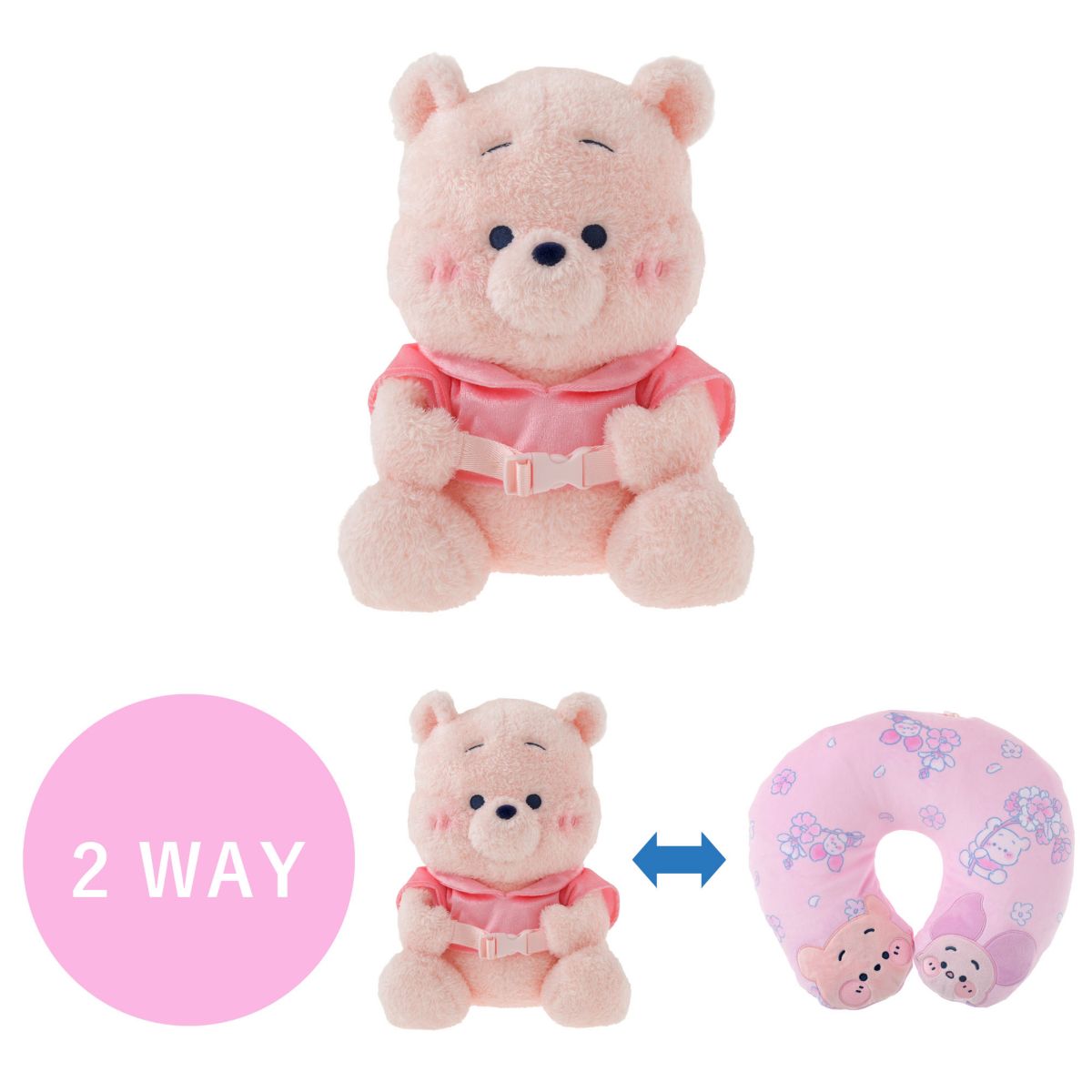 [預購優惠至1/13]日本限定｜Winnie the Pooh & Piglet 2-Way Neck Pillow (DISNEY SAKURA COLLECTION 2026)