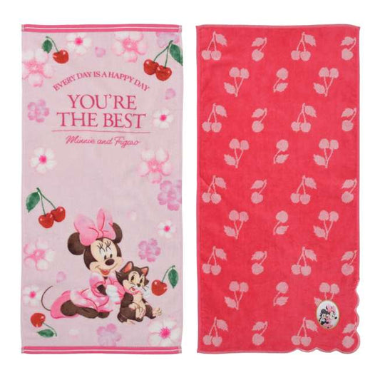 [預購優惠至1/13]日本限定｜Minnie Mouse & Figaro Face Towel Set (Sakura Watercolor)