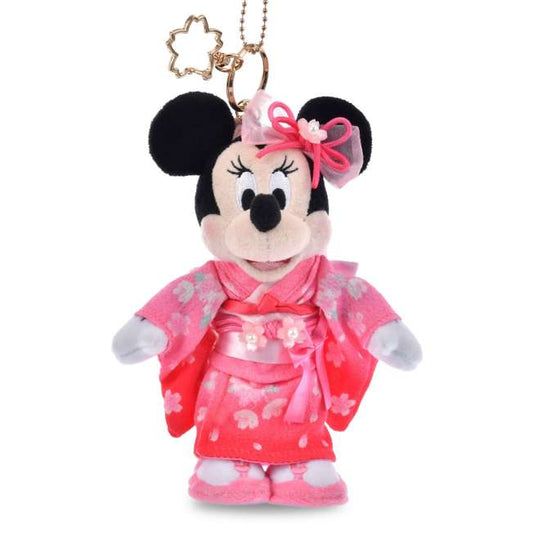 [預購優惠至1/13]日本限定｜Minnie Plush Keychain Kimono Sakura