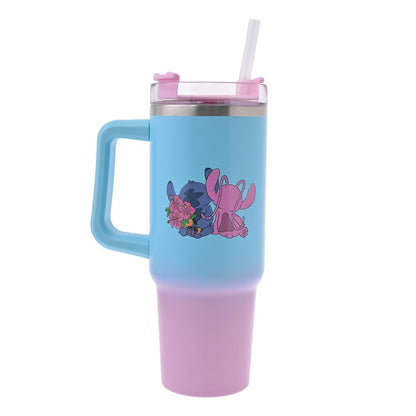 Disney Stitch & Angel Stainless Steel Tumbler with Straw