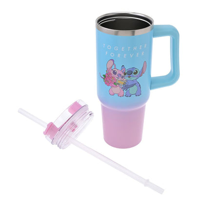 Disney Stitch & Angel Stainless Steel Tumbler with Straw