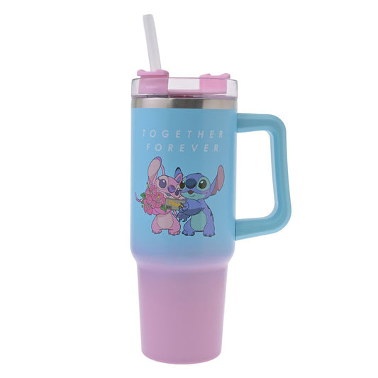 Disney Stitch & Angel Stainless Steel Tumbler with Straw