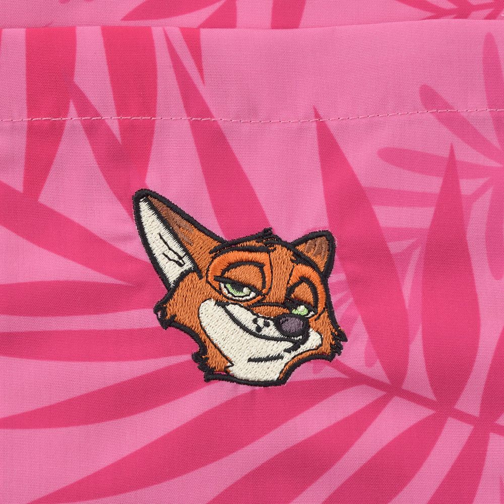 Zootopia 2 Nick Wilde Short Sleeve Shirt with Tie Pink TROPICAL ZOOTOPIA