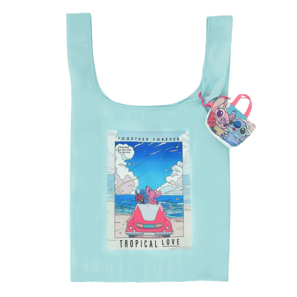 Disney Stitch & Angel Foldable Shopping Bag with Pouch