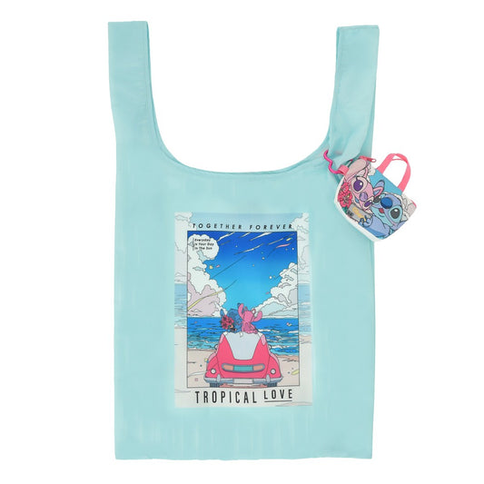 Disney Stitch & Angel Foldable Shopping Bag with Pouch