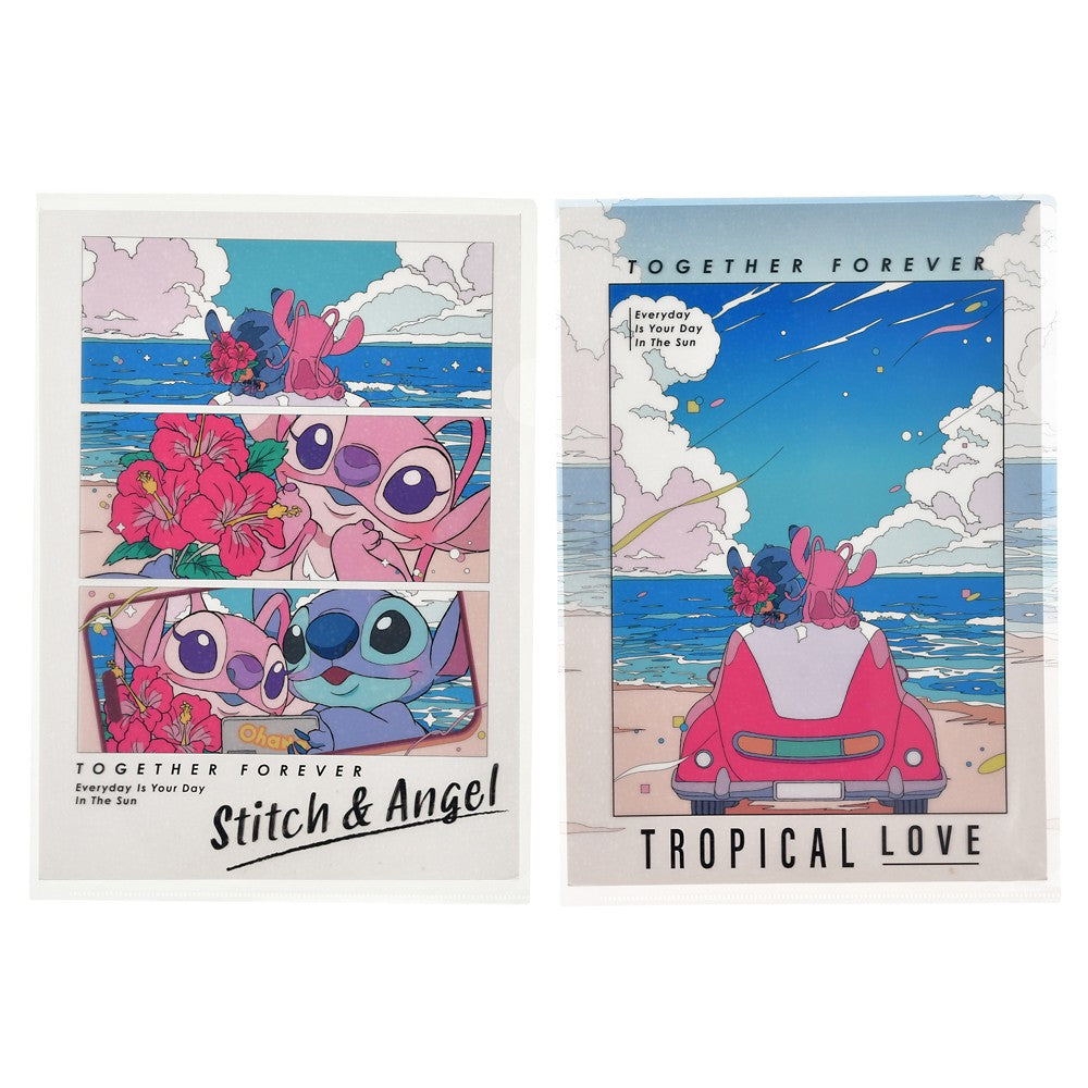 Disney Stitch & Angel Holographic Clear File Set
